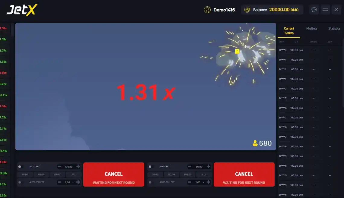 Funcionalidades e Controles de Aposta do Jet X